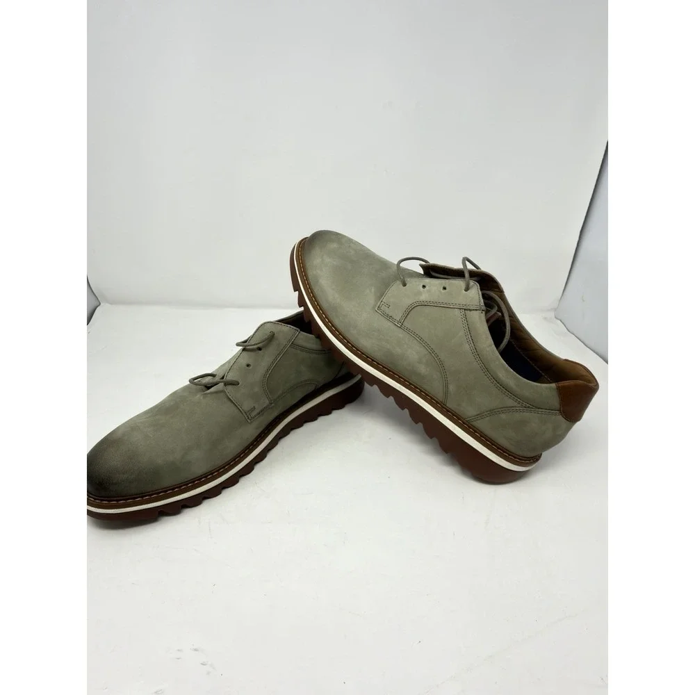 Nordstrom Rack Men's Gray Leather Derby Shoes Size 10W Lug‎ Sole Burnished Toe